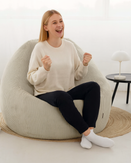 Premium XXL Kadife Armut Koltuk Krem